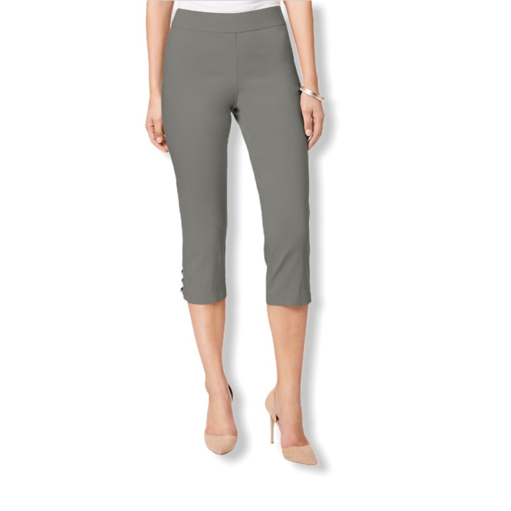 JM Collection Petite Lattice-Hem Capri Pants